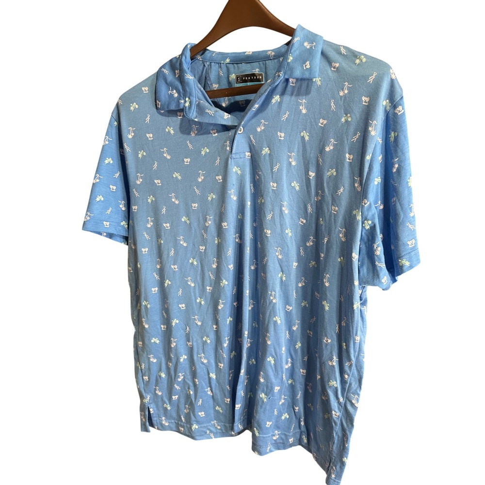 PGATOUR Men's Blue All Over‎ Print Golf Polo Shirt Size XXL